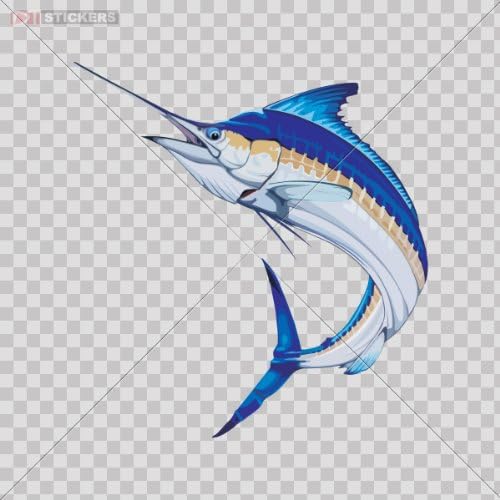 Decal Stickers Vinyl Marlin Fish Fishing Car Window Yacht Ship Boat Jet Ski Beach Store Note Book Laptop Size: 5 X 4.7 Inches Vinyl color print