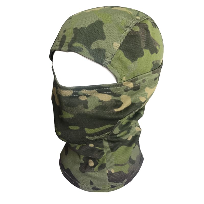QMFIVE Balaclava Camo Ninja Hood Tactical Full Face Mask Head Wrap Face Neckerchief Men and Women Multi-purpose Outdoor Hiking Cycling Climbing (Ctype-WL)