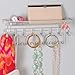mDesign Decorative Metal Closet Wall Mount Jewelry Accessory Organizer for Storage of Necklaces, Bracelets, Rings, Earrings, Sunglasses, Wallets - 8 Large /11 Small Hooks, 1 Basket - 2 Pack - Satin