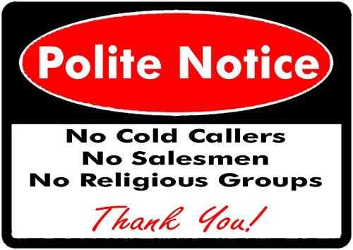 2 x No Cold Callers Salesmen Religious Groups Door Warning Sign Sticker ...