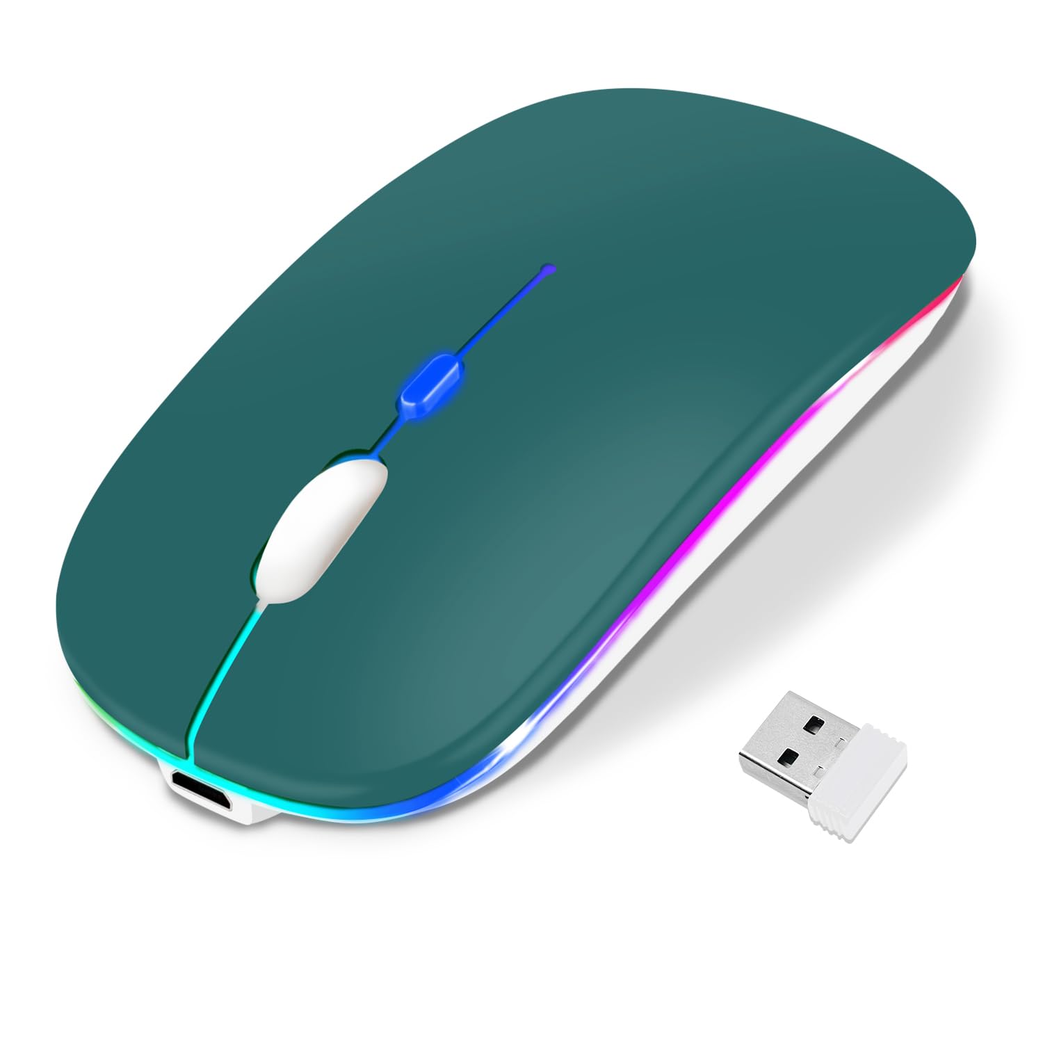 Photo 1 of Dolrso Wireless Bluetooth Mouse for iPad/MacBook Pro/Air/Laptop/pc Rechargeable Silent Mouse Portable Slim for Surface Pro/Lenovo/Samsung Tablet (LED/Jade Green)