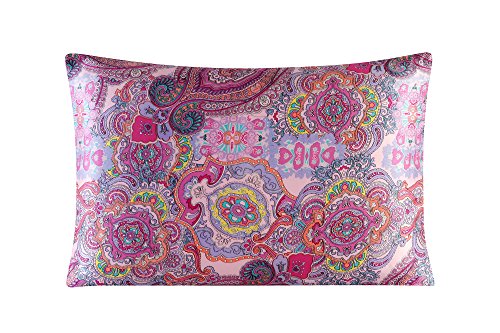 Silk Pillowcase for Hair and Skin with Hidden Zipper Print Queen Size (pattern2) Satin Underside Silk Pillowcase for Hair and Skin with Hidden Zipper Print Queen Size (pattern2) Satin Underside
