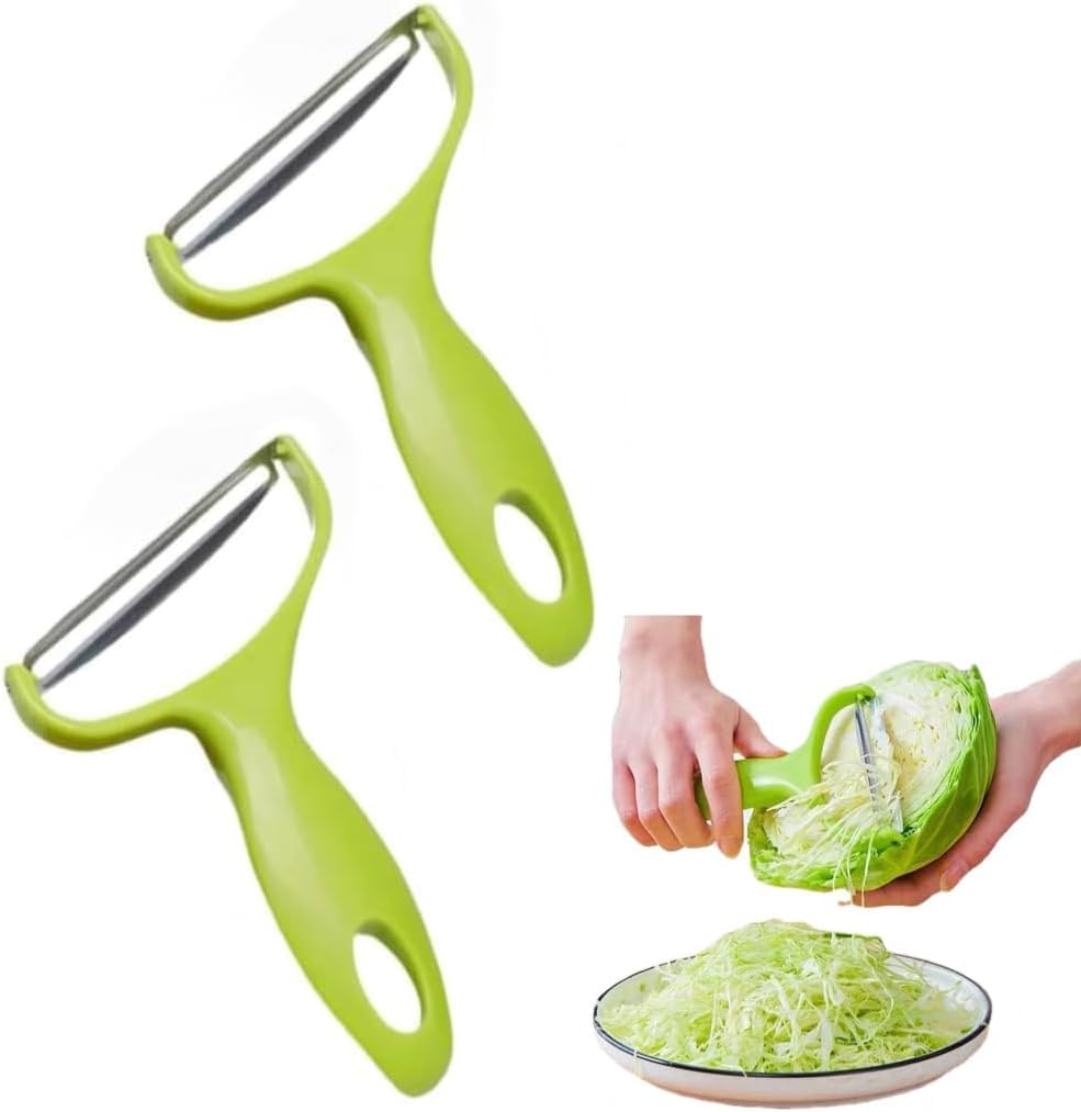 2Pcs Green Cabbage Shredder,Stainless Steel Fruit Vegetable Potato Peeler Cabbage Graters,Vegetable Cutter Cabbage Slicer,Kitchen Must Have for Home Restaurants 18 * 12cm