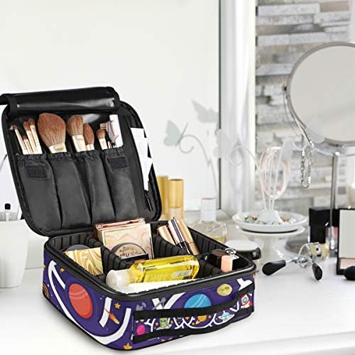 Kaaridream メイクボックス プロ用 便携式 大容量 機能的 化粧ポーチufo 宇宙員 宇宙柄 星柄 绀 かわいい 可愛いコスメ収納ボックス 仕切り 化粧 メイクケース 出張 海外旅行 携帯用 化粧品収納 B07xj72flz 1 335円