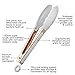 COOK WITH COLOR Stainless Steel Locking Food Tongs for Cooking and Grilling, Premium Silicone Tipped Tongs for Non Stick Cookware, 6”, 9” and 12” Set of Three, Rose Gold and White Sturdy Tongs