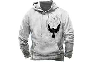ZOCAVIA American Flag Hoodies for Men USA Graphic Hooded Sweatshirts Drawstring Western Ethnic Boys Pullover Tops