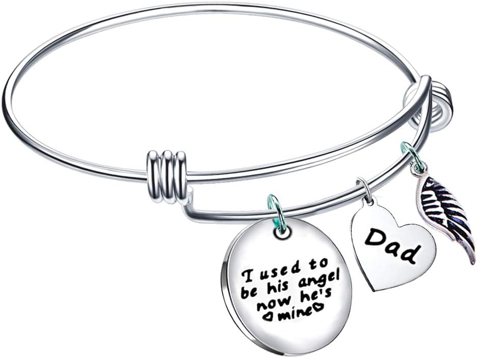 Paris Selection DAD Memorial Bangle Bracelet I Used to be His Angel Now He's Mine- Sympathy Gift