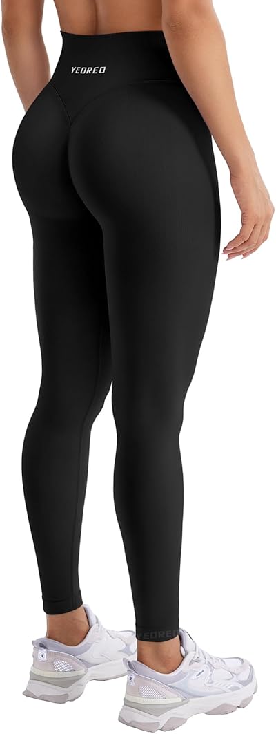 YEOREO Damen Sport Leggings Invisible Scrunch Butt Gym Leggings Hoch Taille Yoga Legging Booty Workout Leggings Booty Lifting Po Push Up Gym Sporthose