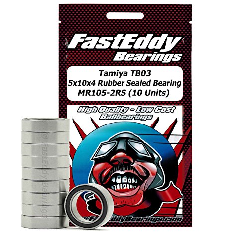 Tamiya TB03 Chassis 5x10x4 Rubber Sealed Ball Bearings for RC Cars MR105-2RS (10 Units)