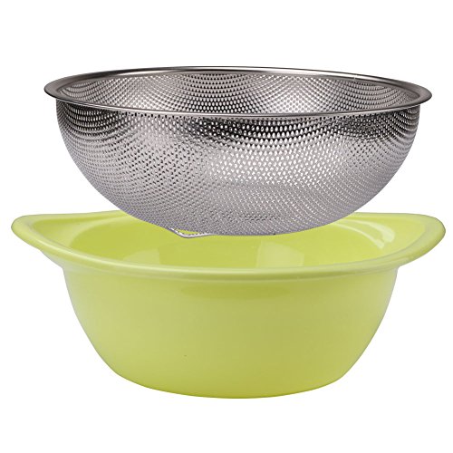 Japanese Design Strainer Colander Plastic Type 304 Stainless Steel Set - 10 x 12 inches
