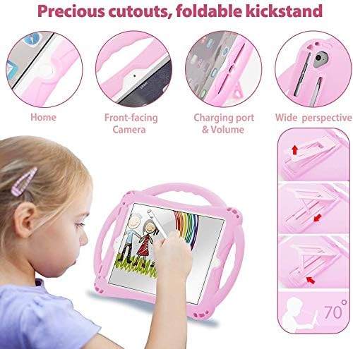 TopEsct Kids Case for iPad Mini 5/4/3/2/1,Shockproof Handle Stand Silicone Cover for iPad Mini 5/4/3/2/1 (Pink) - Image 4