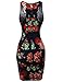Awesome21 Floral Print Sleeveless Racer-Back Mini Body-Con Dress Navy S