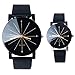 Bessky® Luxury Men's Black Round Dial Clock Leather Strap Quartz Wrist Watch