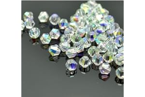 XinBoWen DIY 4mm 1000Pcs Bulk Faceted Bicone Crystal Glass Beads with Container Box Beads for Making Jewelry (White)