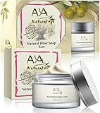 Facial Moisturizer & Natural Soap Kit - Premium Vegan Day Cream 1.7 oz + Rose Wrinkle Face Cleanser 3.4 oz - Shea, Jojoba, Olive, Avocado and Almond Oils Blend Care Set