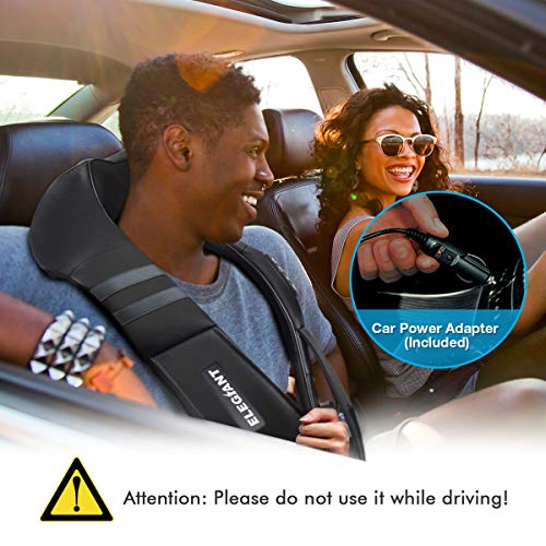 2019 New ELEGIANT Shiatsu Neck and Back Massager Wireless Remote Control-Inside The Small Pocket of The Massager, Electric Shoulder Massage with 3D Kneading Massage for Muscles Pain Relief Relaxation