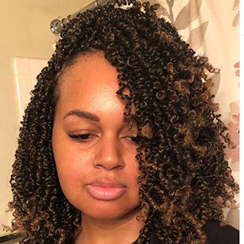 VRUnique 12 Inch (6 Count) Ombre Crochet Hair Senegalese Spring Twist Braids With Curly Ends (TB-30#-300g) Twist Crochet Bradis Havana Mambo Soft Synthetic Braiding Hair Extensions