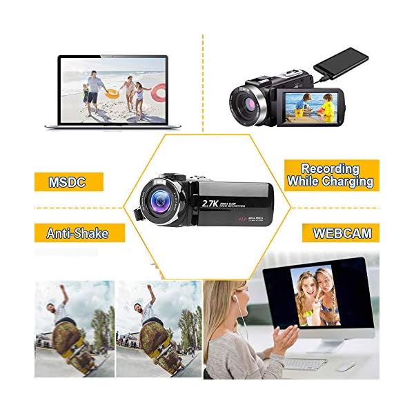Videokamera Camcorder Full HD 2.7K 42MP Video Camcorder 18-Fach Digitalzoom Fülllicht Pausenfunktion mit 3,0-Zoll-LCD… – Bild 5