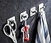 WINCAN 3M Self Adhesive Hook SUS , Stainless Steel Key Rack Garage Storage Organizer Stick On Sticky Bathroom Kitchen Towel Hanger Wall Mount ,Hanger Rack Wall Mount Brushed Finish (4)