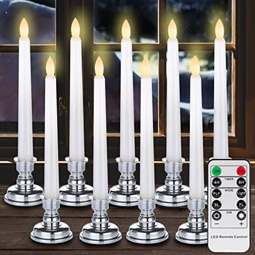 Homemory 9 Pcs Flameless Window Candles with Remote and Timer, 7.9