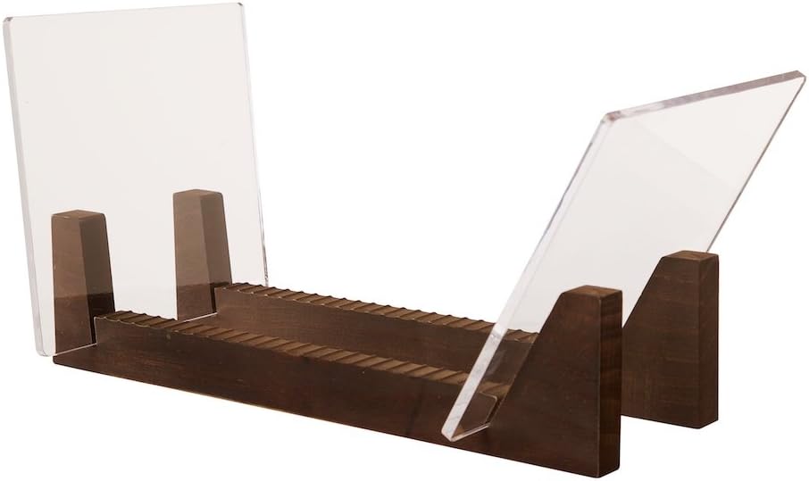 KAIU Vinyl Record Storage Holder - Stacks up to 50 Albums, 7 or 12 inch - Solid Wood Stand with Clear Acrylic Ends - Display Your Singles and LPs in This Modern Portable Rack Unit - Patent Pending