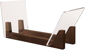 KAIU Vinyl Record Storage Holder - Stacks up to 50 Albums, 7 or 12 inch - Solid Wood Stand with Clear Acrylic Ends - Display Your Singles and LPs in This Modern Portable Rack Unit - Patent Pending