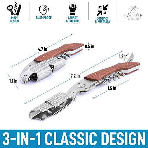 Zulay Professional Waiter’s Corkscrew Bottle Opener 3in1 Wine Key