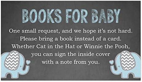 Blue Elephant Bring a Book Insert for a Baby Shower - 50 Count