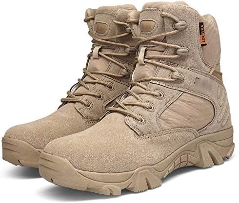 Tactical Boots Stylish Leather Comfortable Non-Slip Wear-Resistant Shock-Absorbing Mountaineering Boots Running, Extreme Challenge, Hiking Camping Shoes