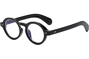 Teumire Round Black Glasses for Men Women Thick Circle Blue Light Glasses Hippie Costume Eyewear