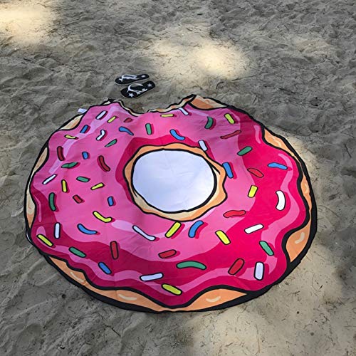 59 Inch Thick Round Donut Beach Towel Blanket - Large Microfiber Soft Sand Free Towel Carpet Yoga Mat for Women & Girl Use for Bath/Pool/Beach Times - Thumbnail 5