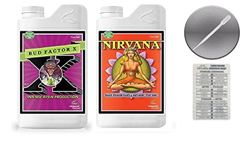 Advanced Nutrients Bud Factor X and Nirvana Bundle with Conversion Chart and 3ml Pipette-1 Liter