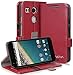 Nexus 5X Wallet Case - VENA [vFolio] Genuine Leather - Flip Cover Stand Case [Slot Holder][Vintage Slim Fit] for Google Nexus 5X / LG Nexus 5X - (Red/Black)