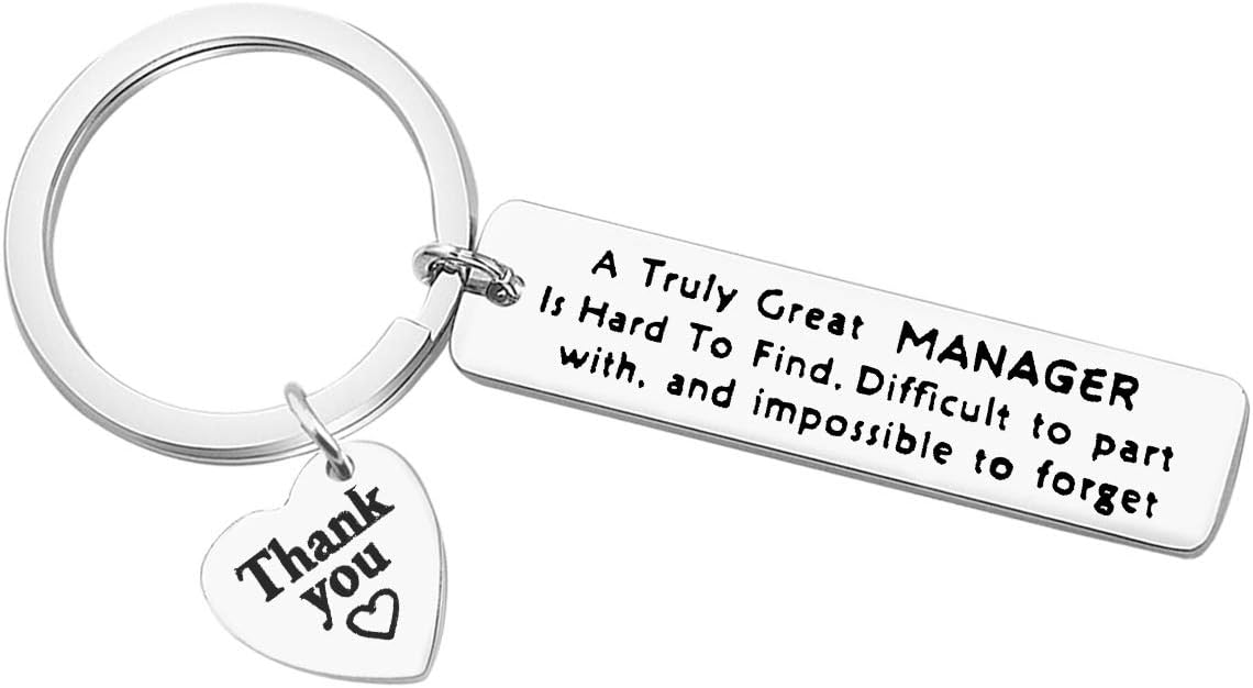 Huwujiu Manager Keyring Manager Gifts A Truly Great Manager is Hard to Find Keyring Leaving Farewell Christmas Retirement Gifts Thank You Gifts for Manager Boss Leader