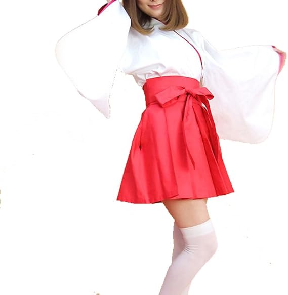 Amazon ぴゅありぼん ミニ丈 巫女 さん 白ニーソ セット 和服 コスプレ 着物 浴衣 フリーサイズ Tokyo Goods Market コスプレ 仮装 通販