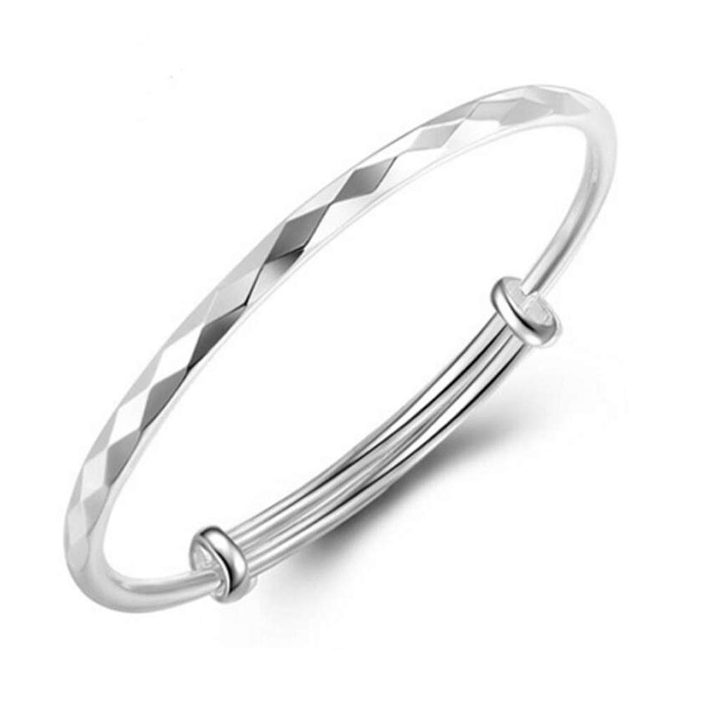 NANHONG 925 Sterling Silver Diamond Pattern Bracelet with Gift Box