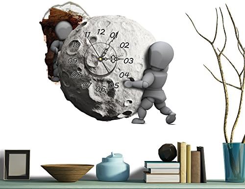 PAG STICKER 3D Wall Clock Decals Moon Wall Hole Sticker Home Wall Decor Gift