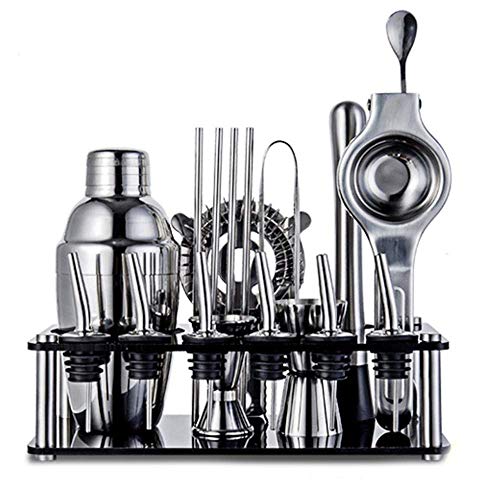 Cocktail Shaker Set Premium Bar Kit Korrosionsbeständig und leicht zu reinigen Manhattan Set 350ML + Regal + Entsafter – Bild 4