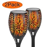 Solar Torch Lights Upgraded, Waterproof Flickering Flame Torch Light Dancing Flames Landscape Decoration Lighting Dusk to Dawn Auto On/Off Security Path Light for Garden Patio Deck Yard