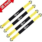 Trekassy 4 Pack 36"x 2"Axle Tie Down Straps with D-Ring and Protective Sleeve 10,000 Pound Capacity