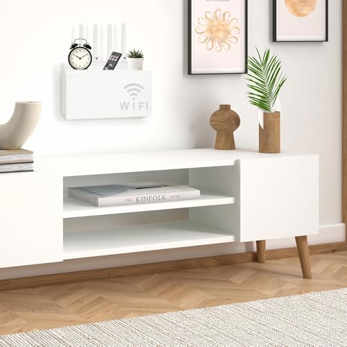 Storage Box for WiFi Router Box Router Wall Hidden Router Storage Box WiFi Router Holder Box Wall Mount Router Rack Hidden Cables Small, White