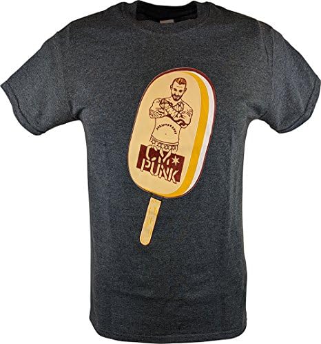 Hybrid Tees cm Punk Ice Cream Bar Mens Gray T-Shirt