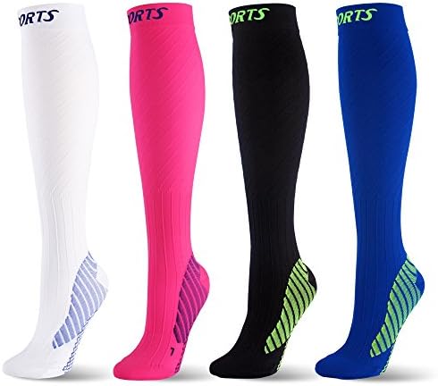 Graduated Compression Socks (20-30mmHg) for Men and Women, Stockings for Leg Protection for Running, Team Sports, Football, Reduce Swollen for Sports, Flight, Nurses, Pregnancy(1 Pair) (M, Blue)