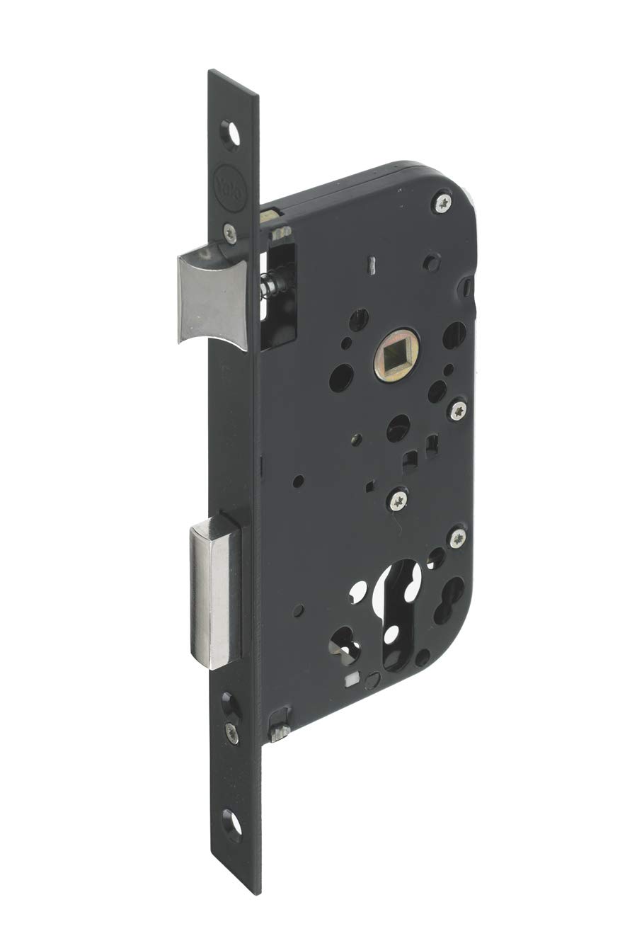 Yale Y60K-A50/N - Recessed Lock with Cylinder Hole (not included), Reversible, Black | Square End Headrest, 50mm Axle - For Front Door