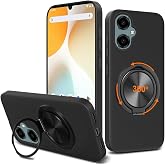 Nijiadi Compatible for Pinwheel Genesis 3 / BLU G64 Phone Case, 360&deg; Rotatable Ring Holder Kickstand/Stand Silicone TPU Silm Fit Shockproof Protective Cover Case for BLU G64 G1010WW 2024 - Black