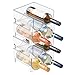 mDesign Stackable Plastic 2 Bottle Refrigerator Wine Rack - Kitchen Storage Organizer Holder for Storing Champagne, Wine, and Water Bottles - Stacking Wine Bottle Organizer for Fridge - 4 Pack - Clear
