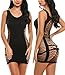 Avidlove Women's Fishnet Lingerie Mesh Chemise Babydoll Mini Dress Bodysuit Navy Blue
