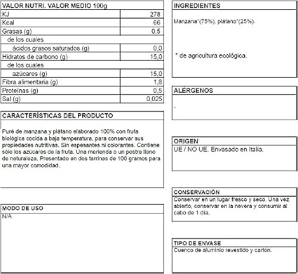 Puré de manzana y plátano BIO - La Finestra sul cielo - 200 gr ...