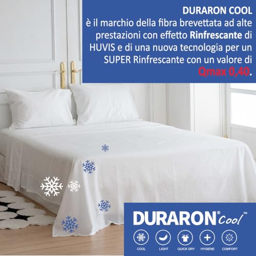 golddice Super Refreshing Top Sheet, Made in KOREA New Fabric Technology Refreshing Duraron Cool by Qmax < 0.4 Immediate Refreshing Effect White (240 x 290 cm)
