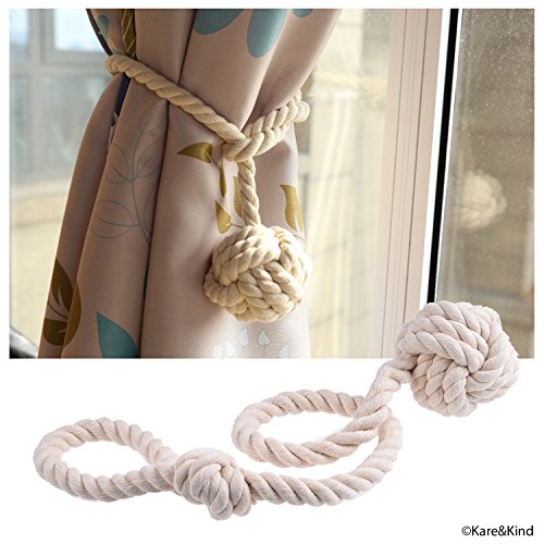 image for Kare & Kind Curtain Rope Tiebacks - Easy Knot Loop Connection - Holds 